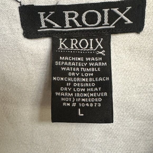 Kroix Large Patchwork Denim Raw Hem Cropped Jacket - Picture 2 of 6